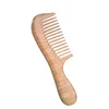 Private Label Long Handle Green Sandalwood Wide Tooth Wooden Hair Comb