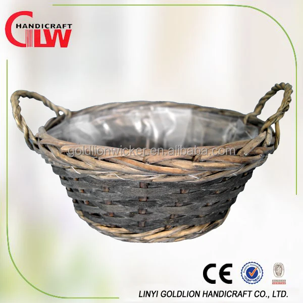 wicker planting basket outdoor garden hanging rattan flower