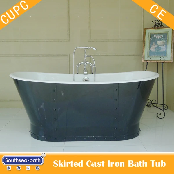 freestanding bateau cast iron bath tubs with stainless steel