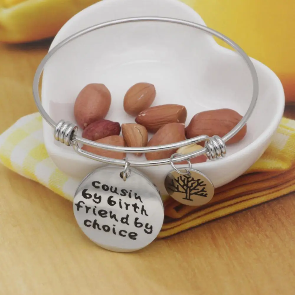 Stainless Steel Jewelry Cousin By Birth Friend By Choice And Family Tree Charm Bangle Bracelet YP3729, N/a 
Stainless Steel Jewelry Cousin By Birth Friend By Choice And Family Tree Charm Bangle Bracelet YP3729, N/a