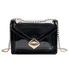 Ladies Solid Color Metallic Patent Leather Clear PVC Candy Jelly Bag Shoulder Crossbody Bags for Women 2019 Handbag