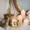 Bixuan Hurricane Candleholders Clear Glass with Golden Honeycomb Decor Centerpieces Bowl Tea Light Holder, 3.9'' H x 3.2'' D