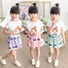 2018 summer children's clothing girls middle and small children cartoon beauty skirt 2pcs clothes set