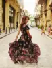 2018 Summer Dress Women V-Neck Vintage Floral-Print Cap Sleeve Casual/Beach Dresses Elastic Waist Maxi Dress