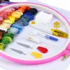 Full Set of Embroidery Starter Kit Cross Stitch Tool Kit Including 5 Embroidery Hoop, 50 Color Threads
