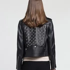 cheap High Fashion Korean style Women Shiny Rivet lambskin biker Leather Jacket Manufacturers In China