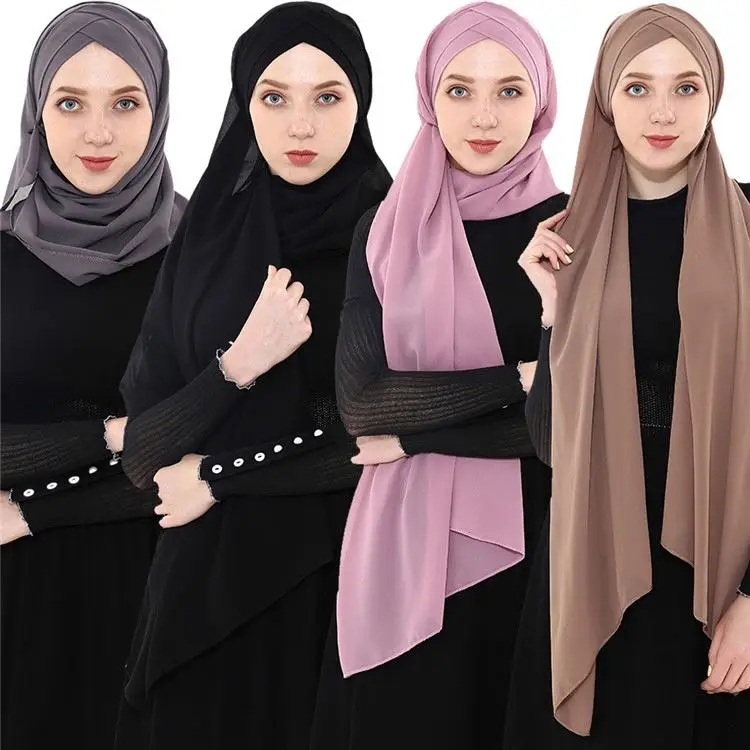 Dernière Mode Turque Femmes Hijab Une Pièce Musulmane Écharpe D'impression Personnalisée De Mode Hijab Strass