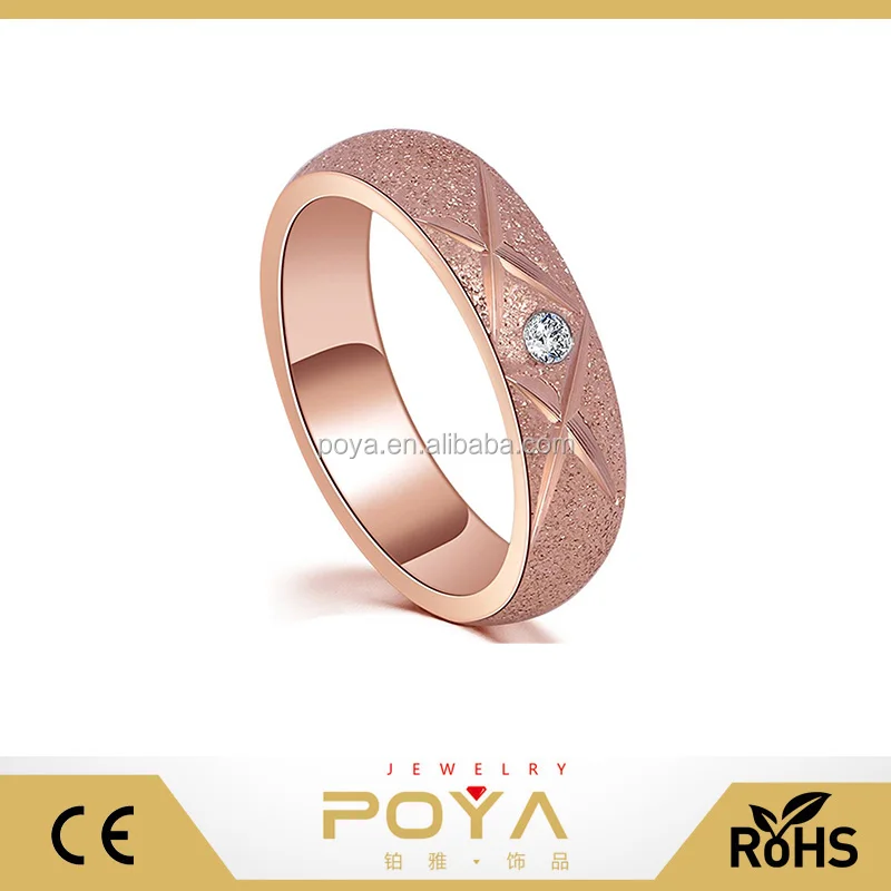 poya jewelry 6mm tungsten carbide rose gold sandblast finish cut