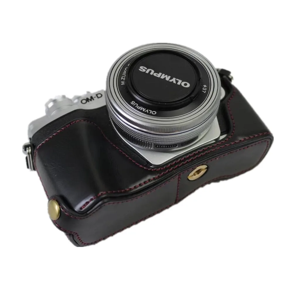 Retro Pu Leather Camera Bag Half Body Case For Olympus PEN-F EM5 EM10 OM-D E-M5 E-M10 Mark II III IV E-PL10 E-PL9 E-PL8 E-PL7 camera backpack for women