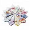 Custom Printed Floral Design Organic Cotton Handkerchief with Scallop Edge