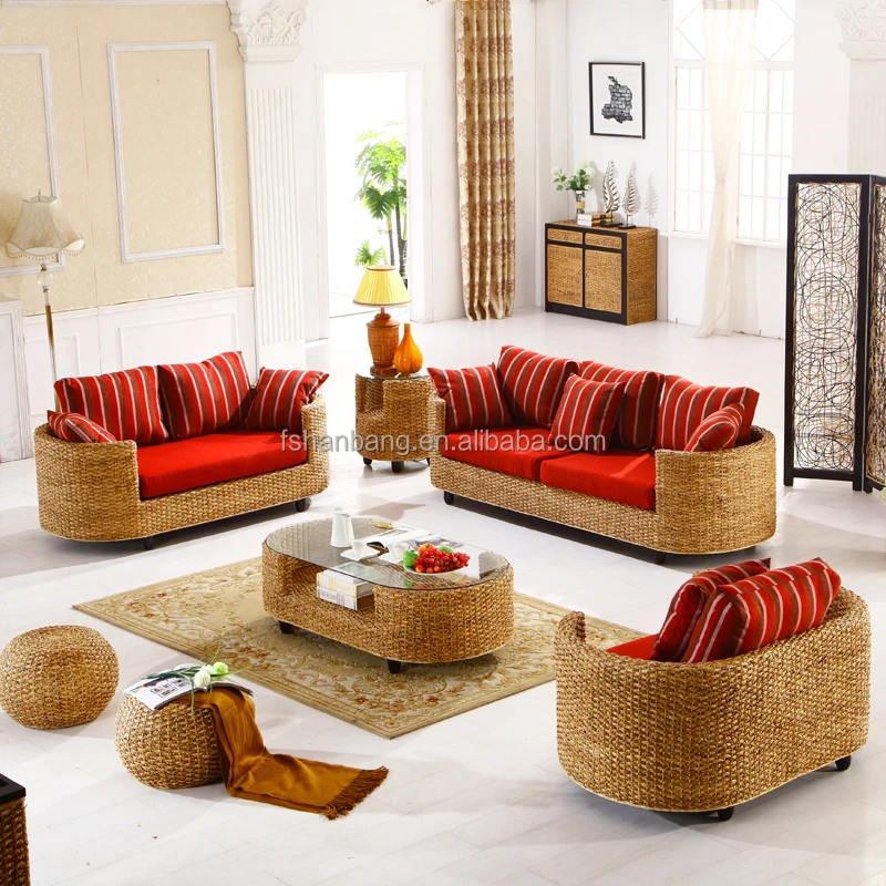 Contemporary Style Indoor Natural Rattan Seagrass Water Hyacinth Sea