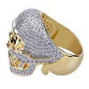 Punk Copper Iced Out Micro Paved Cubic Zircon Skull Ring