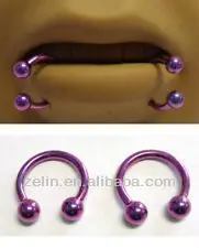 Purple plated captive bead ring 16 gauge custom lip rings body piercing jewelry