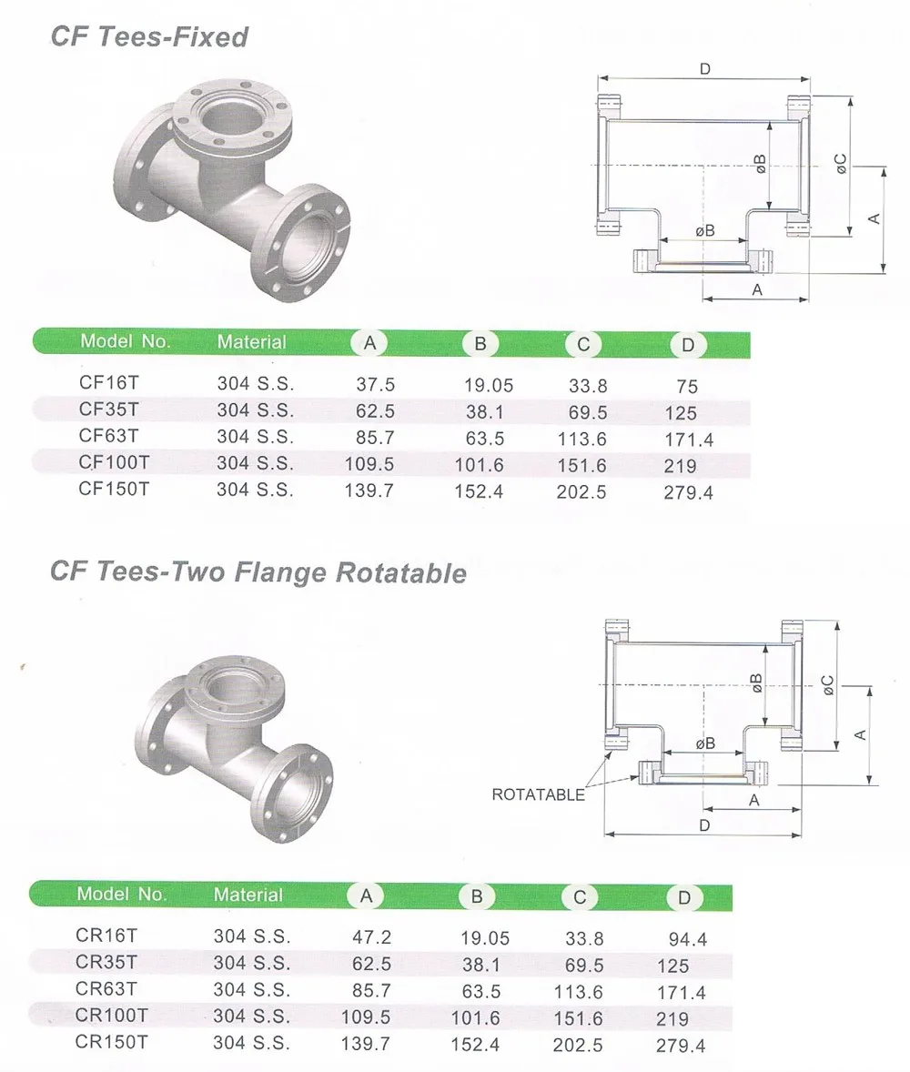 Ultra High Vacuum Dn Cf Cf Tee Way Cross Reducers Flanges Buy