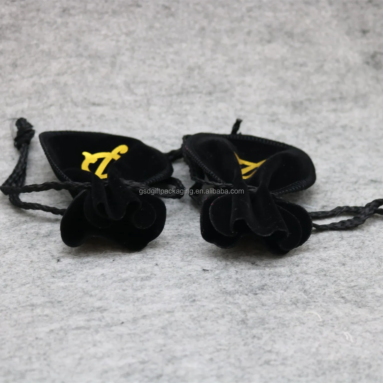 custom mini black drawstring suede velvet pouch jewelry bags