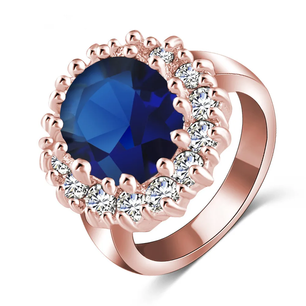 High End Rose Gold Alloy Blue Zircon Engagement Ring Gift With Crystal, Platinum/rose gold
High End Rose Gold Alloy Blue Zircon Engagement Ring Gift With Crystal, Platinum/rose gold