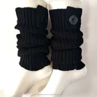 Leg warmer boot cuffs with trim top and 1 buttons