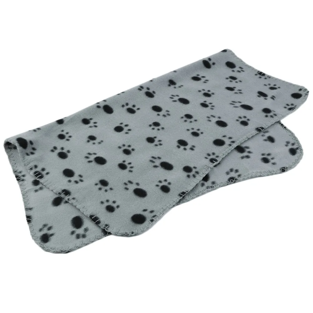 Warm Pet Puppy Dog Cat Small Medium Large Paw Print Pet Cat Dog Fleece Soft Blanket Bed Mat Cover