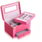 large leather jewelry storage case women organizer gift boxes