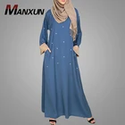 Pearl Beaded Muslim Long Abaya Kimono Sleeves Abaya Dress Islamic Clothing Manufacturer