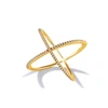 gb0617052 Dubai gold plated ring fashion geometric elliptical inlay crystal cross ring in stainless steel for women and men