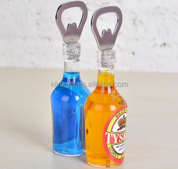 custom logo plastic beer bottle shaped magnetic bottle opener