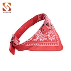 Wholesale Red Logo Print Pet Accessories Leather Dog Collar Triangle Dog Bandana