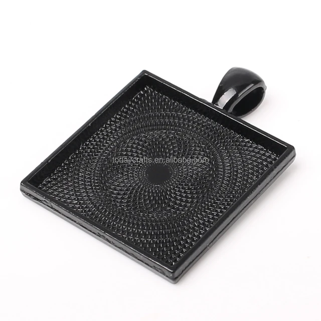 factory sale black square cameo base setting for necklaces