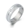 Fashion Stainless Steel Couple Wedding Ring Zircon Engagement Diamond Ring