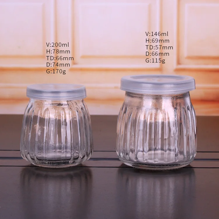 Cheap Round 200ml 7oz Pumpkin Shaped Pudding Yoghourt Glass Jar with Plastic Cap