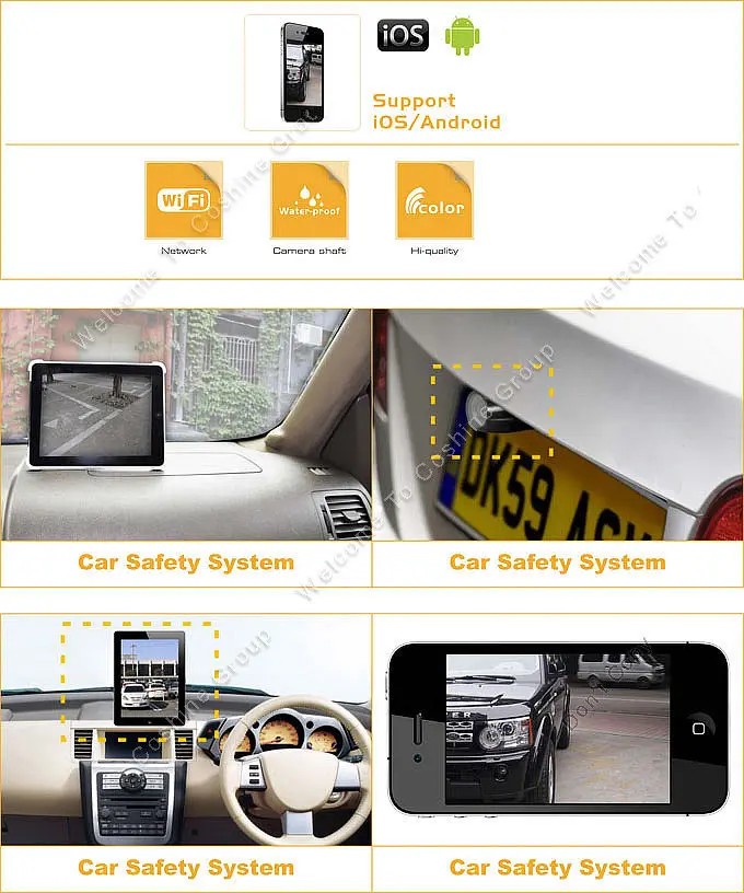 США Wi-Fi автомобиля резервную камера заднего вида 1/3 "Cmos регулируемый вид для Iphone/Android
