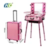 Waterproof shockproof aluminum cosmetic trolley case with Lights Mirror Makeup Train Case