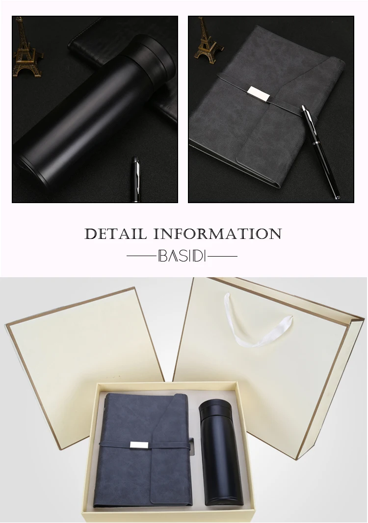 custom leather business two-piece promotional office gift set