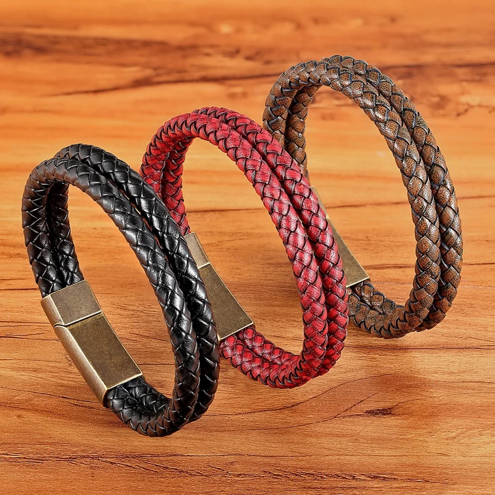 2019 Vintage Red Genuine Leather Men Women Series Luxurious Jewelry Double Layer Charm Bracelet Magnetic Buckle Jewelry Gift, 6 colors
2019 Vintage Red Genuine Leather Men Women Series Luxurious Jewelry Double Layer Charm Bracelet Magnetic Buckle Jewelry Gift, 6 colors