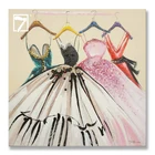 Fashion Sketch Dress Picture Painting Girls Gowns Framed Oil Painting for Girls Room