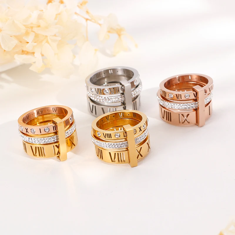 KALEN Stainless Elegant Gold Plate Roman numerals 3 in 1 Ring Women, Gold/rose gold/silver
KALEN Stainless Elegant Gold Plate Roman numerals 3 in 1 Ring Women, Gold/rose gold/silver