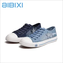 AIBIXI Custom China Designer Breathable Washed Denim Lace-Up Casual Women'S Shoes