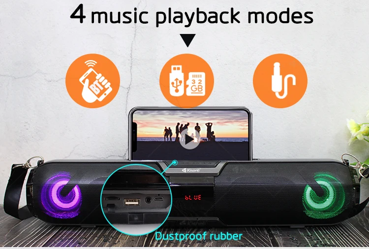 2400mAh Output Power Backpack Long Portable Speaker With TF AUX FM LED Phone Stand - ANKUX.COM