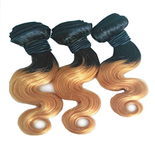 High Quality 12inch Short Hair Bundles Body Wavy Two Tone Color 1b