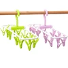2018 Colorful folded 12 clips plastic drying hanger for socks