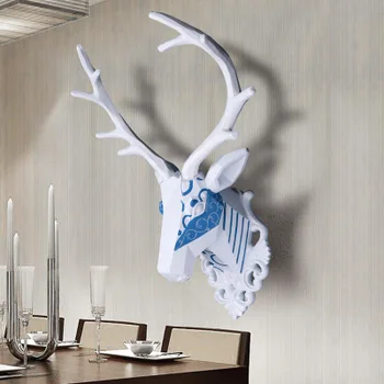 Wall Mounted Blue And White Deer Head Trophy Wall Art Plaque Hunt Sculpture Faux Taxidermy Modern Hanging Home Decor Ornamnent View Blue And White Craft Product Details From Ealisen Plastic Hardware Products Co Ltd