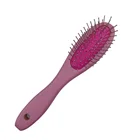 Round Feature Rubber Handle Wig Detangling Stainless Steel Hair Vent Metal Pin Hair Brush