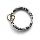 Decorative O Key Leather Holder Keychain Snakeskin Pattern Leather Wristlet Bracelet Keychain