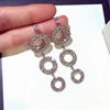 KM jewelry luxury brand wholesale 925 silver ladies turkish crystal silver diamond rhinestone round dangle earrings women 2017