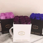 Matte Surface Cardboard Eco Friendly Square Flower Box With Custom Hot Foil Printing Logo