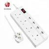 Power strip black UK 4 AC outlets Surge Protector with Overload Protection Switch