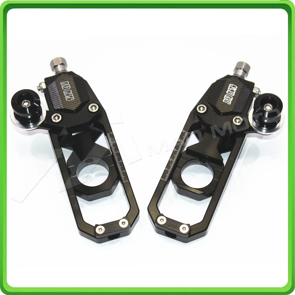 Motorcycle Chain Tensioner Adjuster with paddock bobbins kit for Suzuki GSXR1000 GSXR 1000 GSX-R1000 2007 2008 07 08 Black (2)