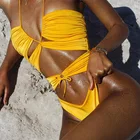 wholesale custom seamless sexy one piece bikini set bandeau bikini high cut swimwear beachwear 2019