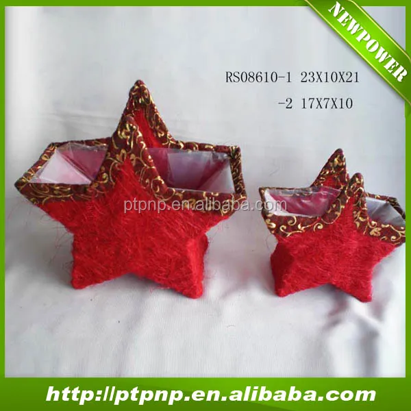 cute star design moss fiber flower basket for garden decroation