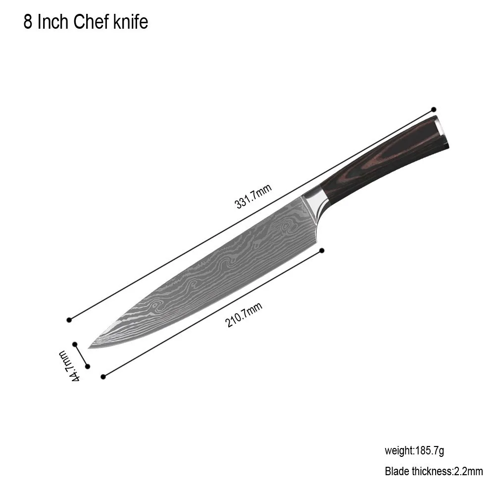 chefknife,chefnic 8 inch pakka wood handle damascus stainless kitchen chef knife